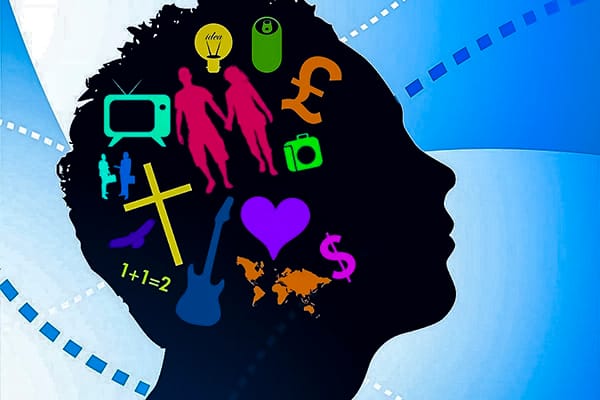 Silhueta de um rosco com símbolos na cabeça